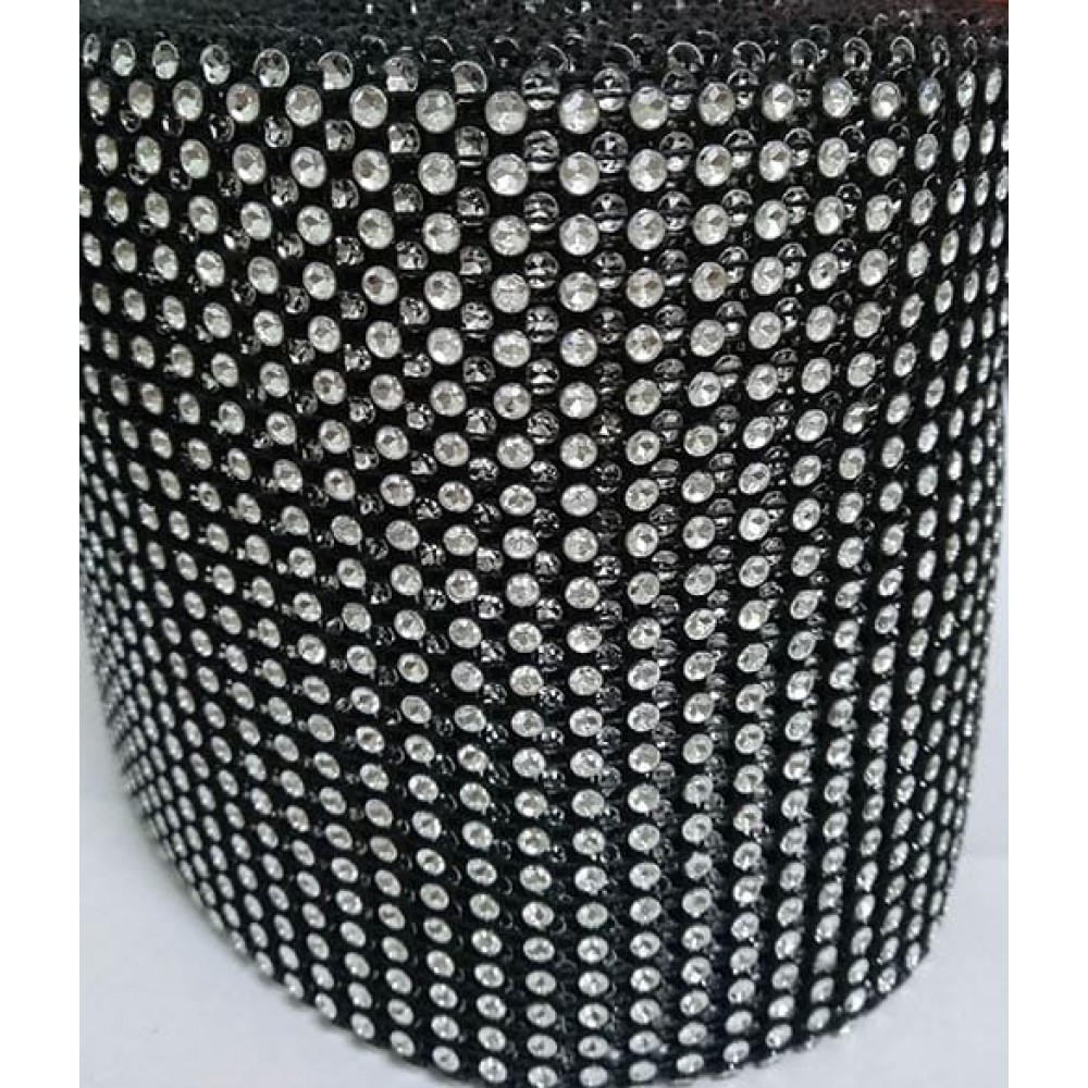 Лента с имитацией камней черная, 1 м