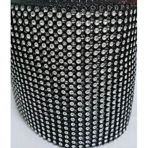 Лента с имитацией камней черная, 1 м