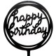 Топер пластиковий HAPPY BIRTHDAY чорний