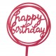 Топер пластиковий Happy Birthday рожевий